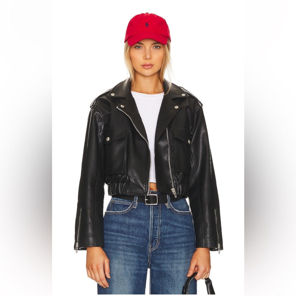 BLANKNYC Faux Leather Moto Jacket Bomber Size S in Black color